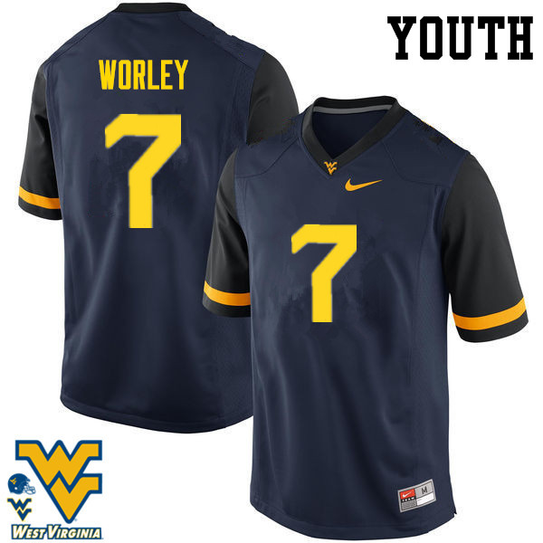 NCAA Youth Daryl Worley West Virginia Mountaineers Navy #7 Nike Stitched Football College Authentic Jersey AV23T87MA